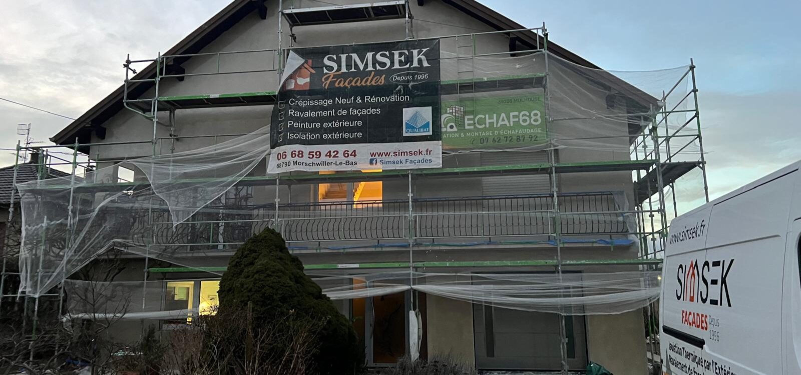 Travaux d&#8217;isolation des murs extérieurs en cours sur Reiningue Colmar