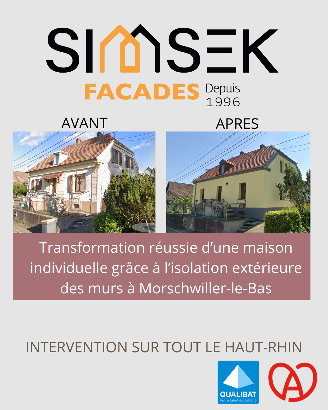 Isolation extérieure des murs d’une maison individuelle à Morschwiller-le-Bas Illzach