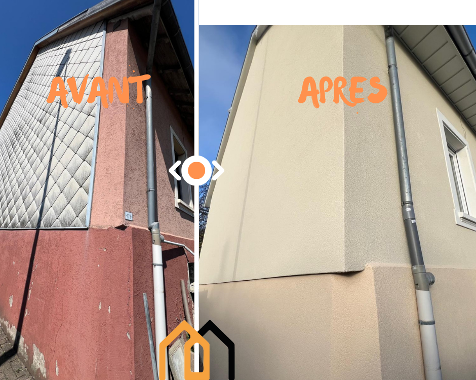 Ravalement de fa&ccedil;ade en cr&eacute;pi min&eacute;ral et isolation du pignon en mousse ph&eacute;nolique &agrave; Mulhouse Kingersheim